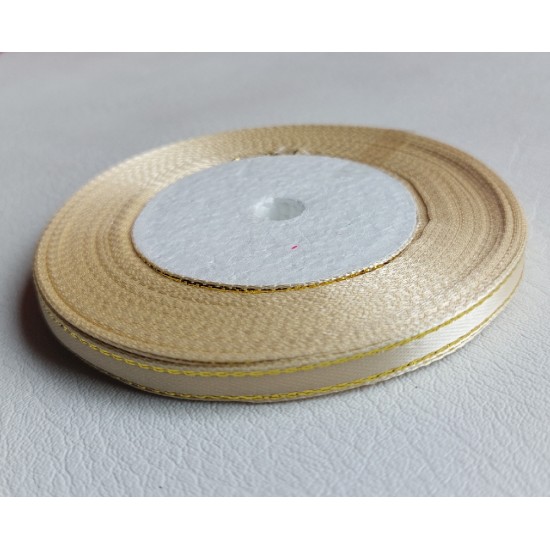 Лента атласная с люрексом 0,6 см*25 ярдов цв. кремовый, цена за катушку